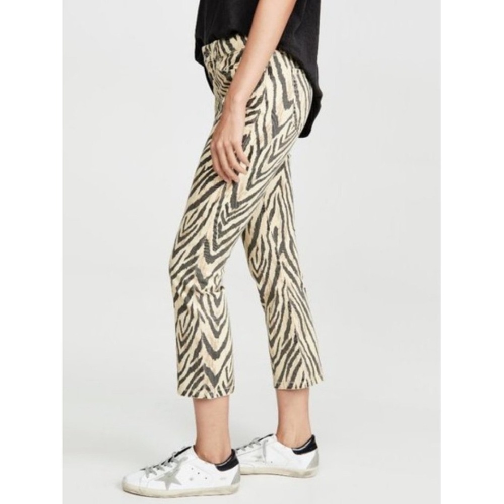 Current/Elliott The Ruby Crop Zebra Print Capris Cream Black 29 - Picture 5 of 9